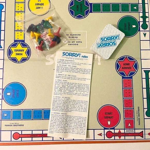 Vintage 1972 Sorry  Board Game Parker Brothers Complete - Picture 7 of 12